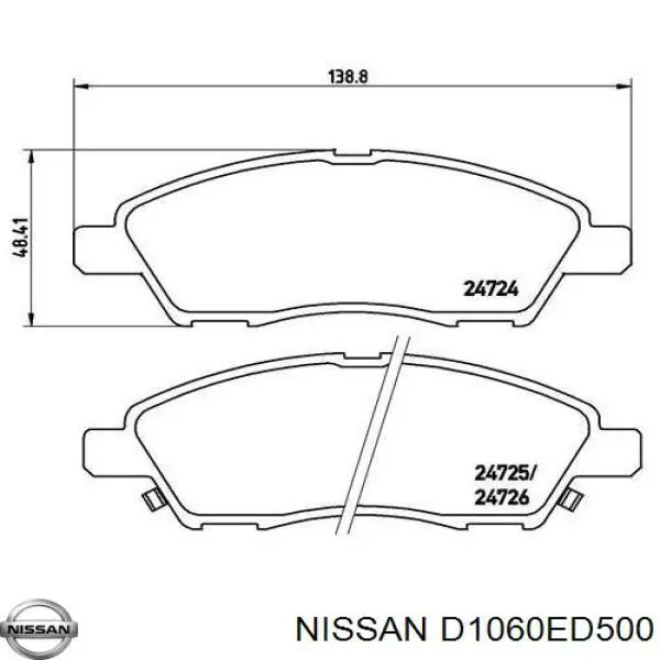 D1060ED500 Nissan pastillas de freno delanteras