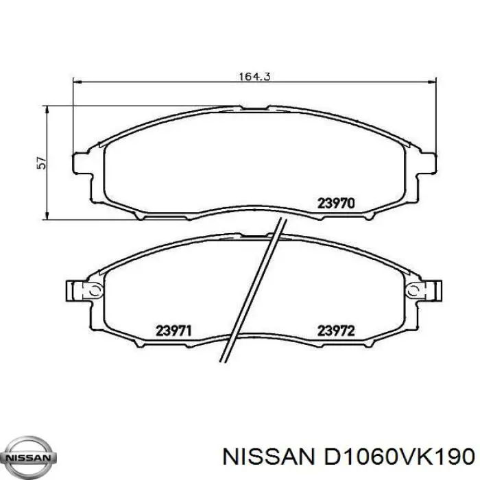 D1060VK190 Nissan pastillas de freno delanteras