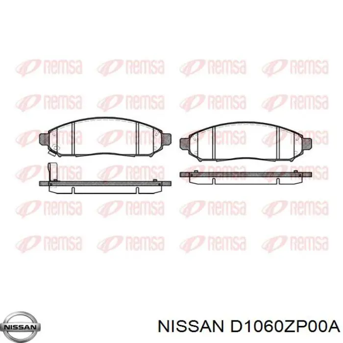 D1060ZP00A Nissan pastillas de freno delanteras