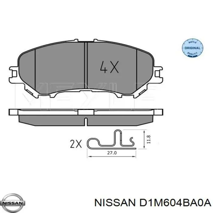 D1M604BA0A Nissan pastillas de freno delanteras