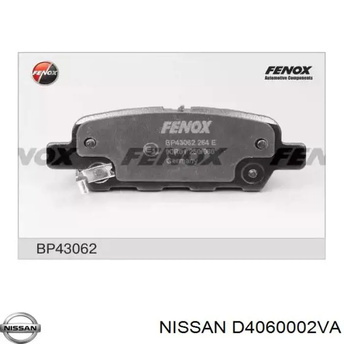 D4060002VA Nissan pastillas de freno traseras