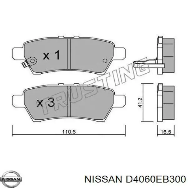 D4060EB300 Nissan pastillas de freno traseras