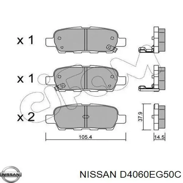 D4060EG50C Nissan pastillas de freno traseras