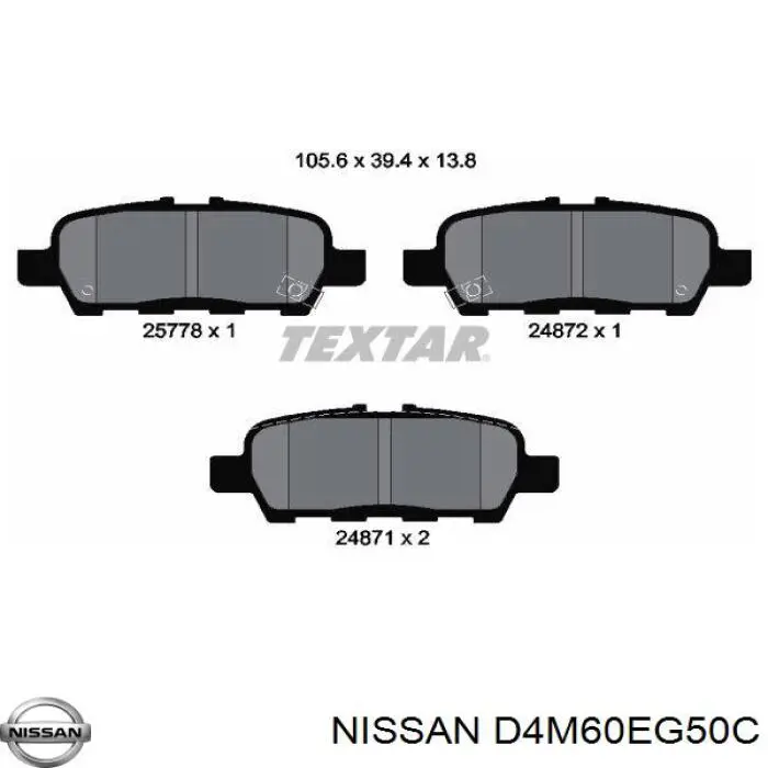 D4M60EG50C Nissan pastillas de freno traseras