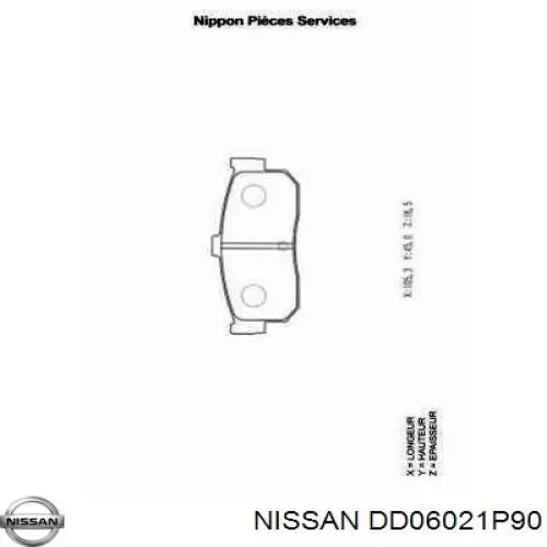 DD06021P90 Nissan pastillas de freno traseras