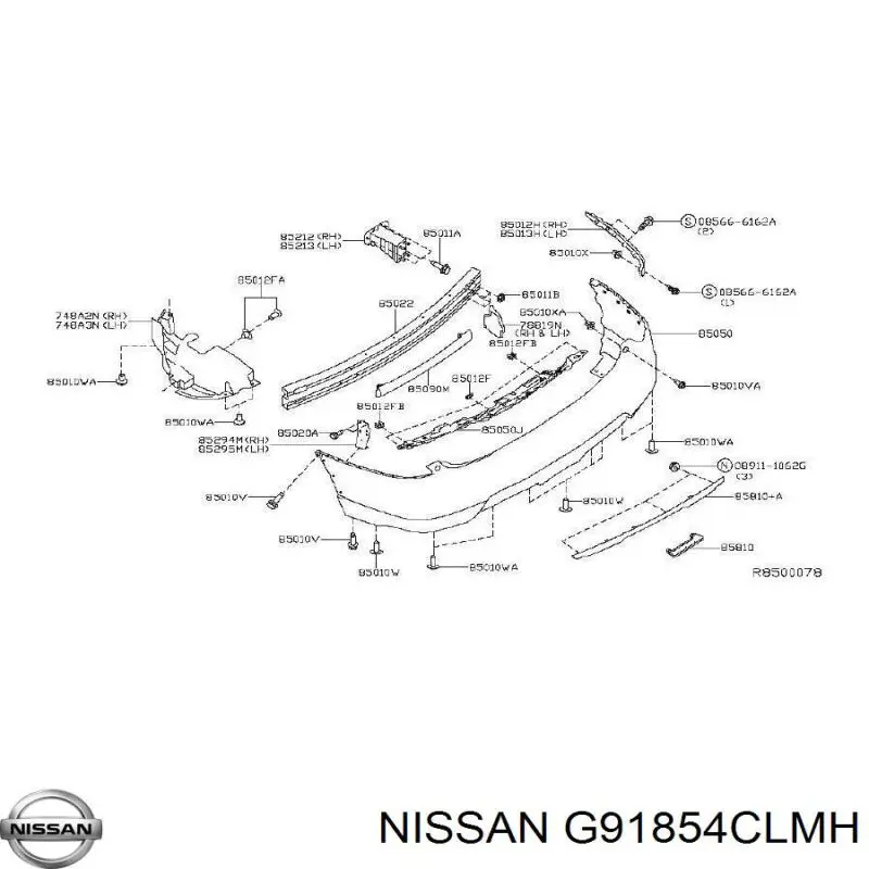  Soporte de parachoques trasero izquierdo para Nissan Rogue T32U