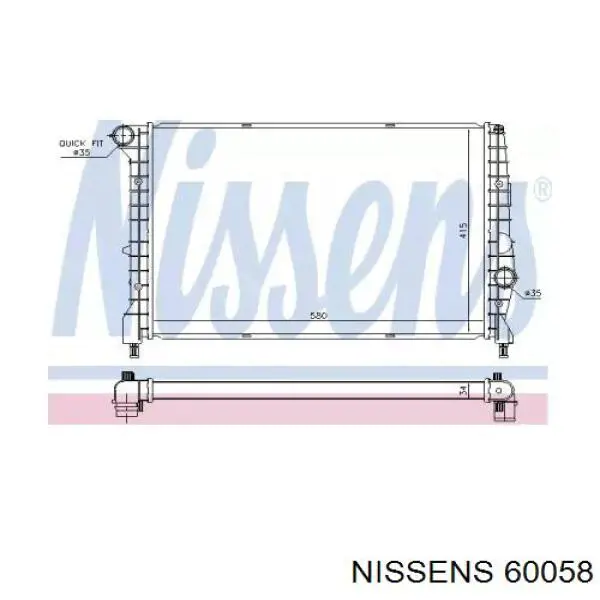 60058 Nissens radiador refrigeración del motor