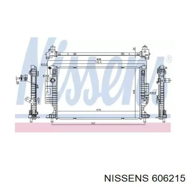 606215 Nissens radiador refrigeración del motor