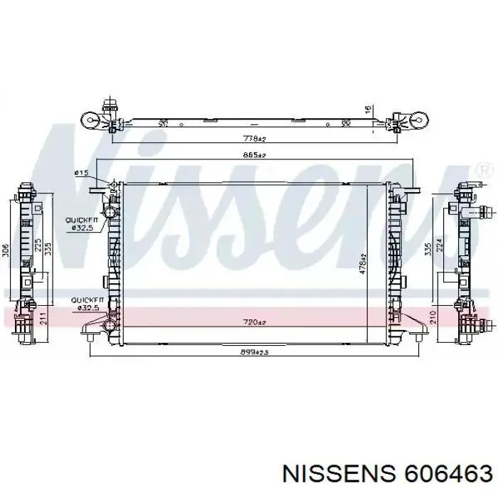 606463 Nissens radiador refrigeración del motor