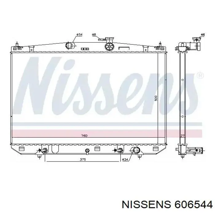 606544 Nissens radiador refrigeración del motor