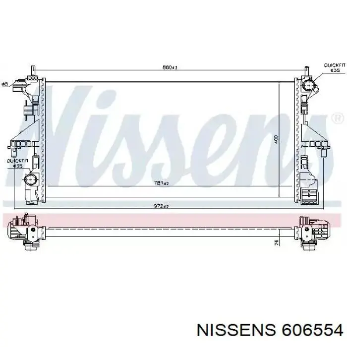 606554 Nissens radiador refrigeración del motor