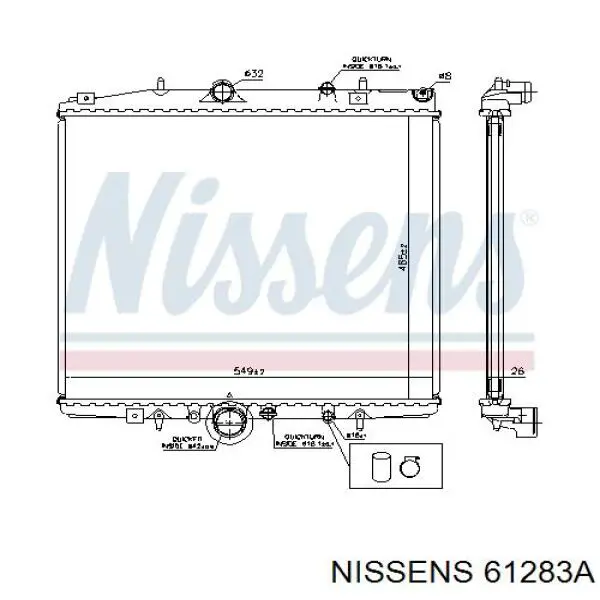 61283A Nissens radiador refrigeración del motor