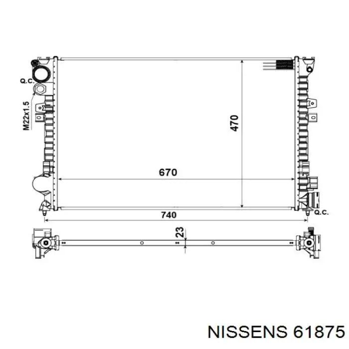 61875 Nissens radiador refrigeración del motor