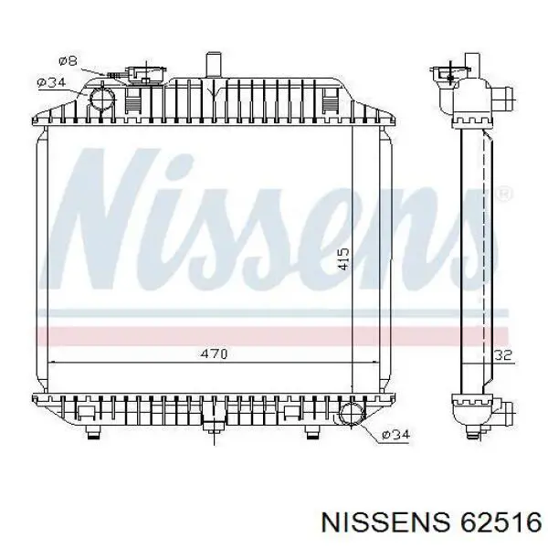 62516 Nissens radiador refrigeración del motor