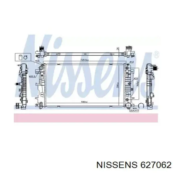 627062 Nissens radiador refrigeración del motor