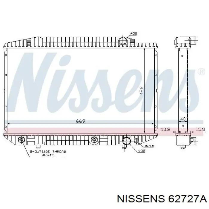 62727A Nissens radiador refrigeración del motor