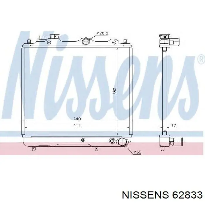 62833 Nissens radiador refrigeración del motor