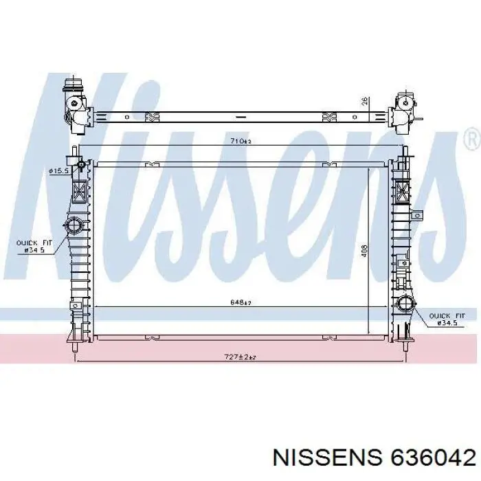 636042 Nissens radiador refrigeración del motor