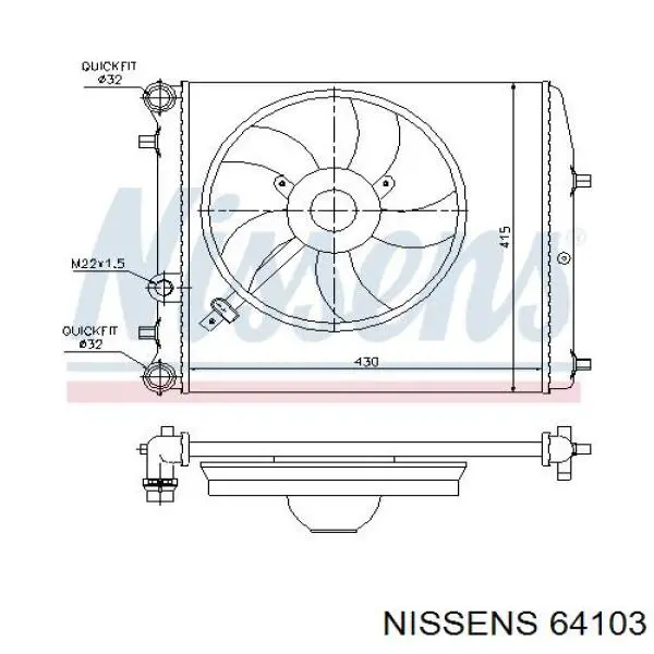 64103 Nissens radiador refrigeración del motor