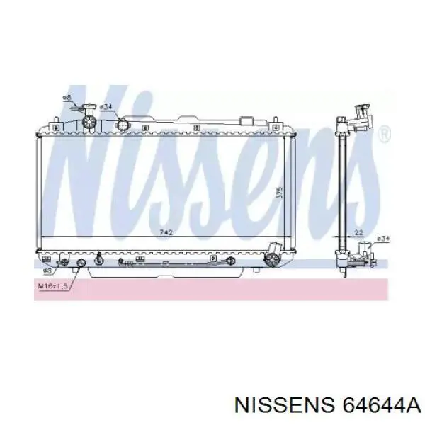 64644A Nissens radiador refrigeración del motor