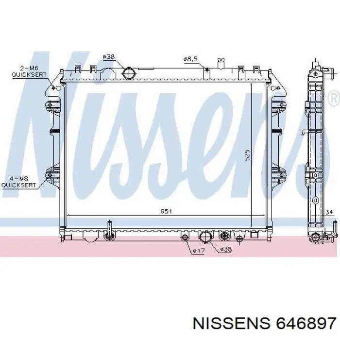 646897 Nissens radiador refrigeración del motor