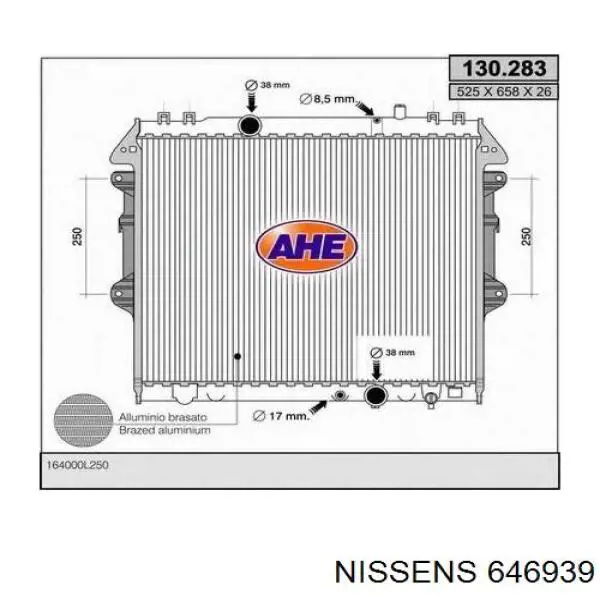 646939 Nissens radiador refrigeración del motor