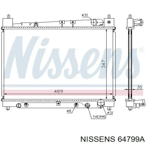 64799A Nissens radiador refrigeración del motor