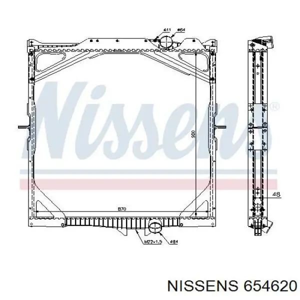 654620 Nissens radiador refrigeración del motor