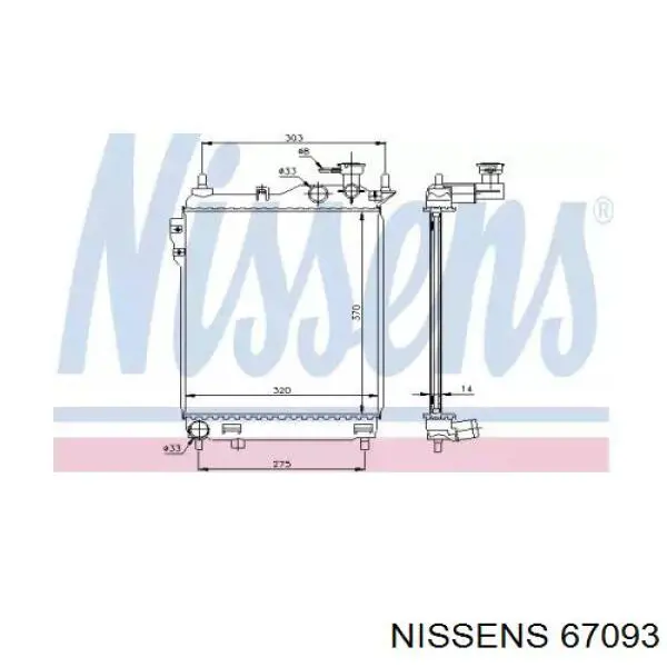 67093 Nissens radiador refrigeración del motor