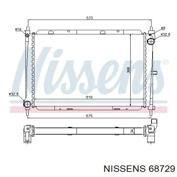 68729 Nissens radiador refrigeración del motor