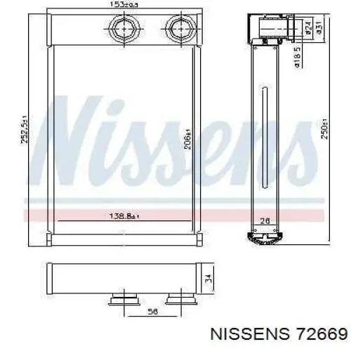 72669 Nissens radiador de calefacción