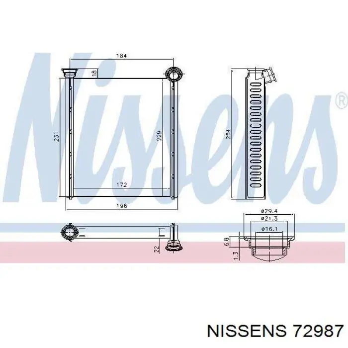 72987 Nissens radiador de calefacción