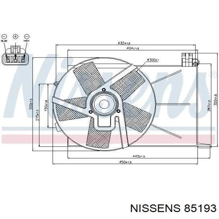 85193 Nissens difusor de radiador, ventilador de refrigeración, condensador del aire acondicionado, completo con motor y rodete