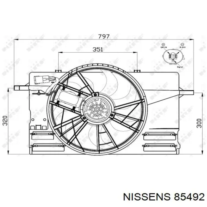 85492 Nissens difusor de radiador, ventilador de refrigeración, condensador del aire acondicionado, completo con motor y rodete