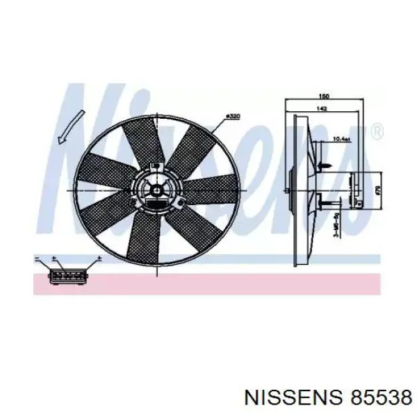 85538 Nissens ventilador (rodete +motor refrigeración del motor con electromotor completo)