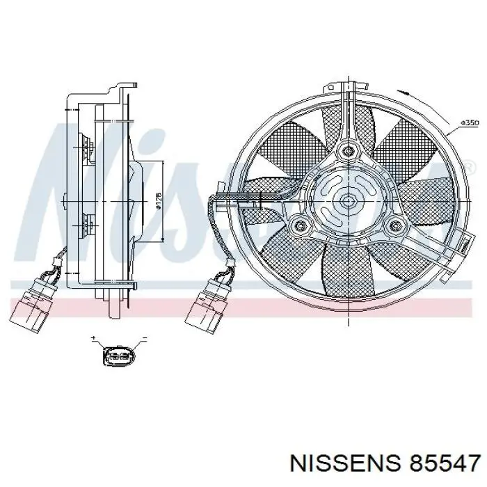 85547 Nissens ventilador (rodete +motor refrigeración del motor con electromotor completo)