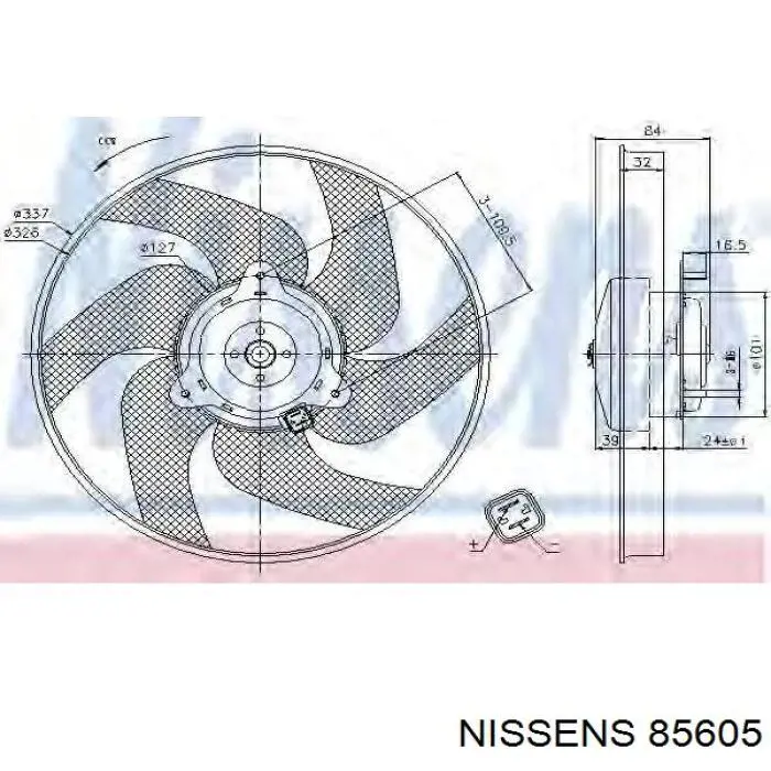 85605 Nissens ventilador (rodete +motor refrigeración del motor con electromotor completo)