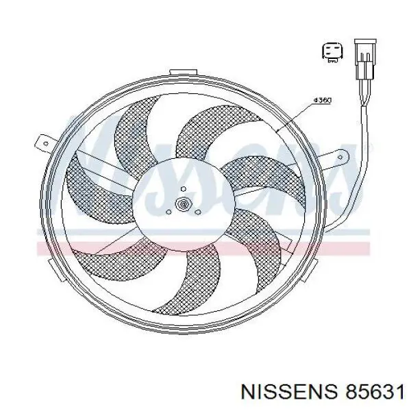 85631 Nissens difusor de radiador, ventilador de refrigeración, condensador del aire acondicionado, completo con motor y rodete