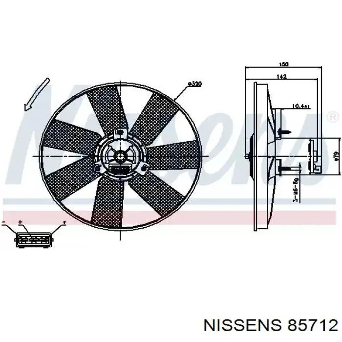 85712 Nissens ventilador (rodete +motor refrigeración del motor con electromotor completo)