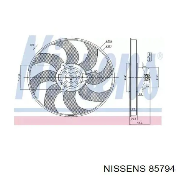 85794 Nissens ventilador (rodete +motor refrigeración del motor con electromotor completo)