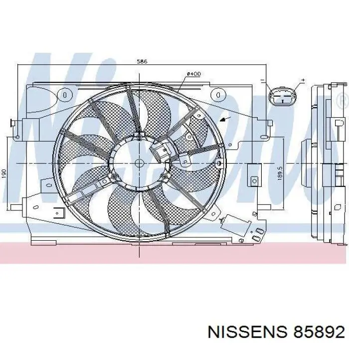 85892 Nissens difusor de radiador, ventilador de refrigeración, condensador del aire acondicionado, completo con motor y rodete