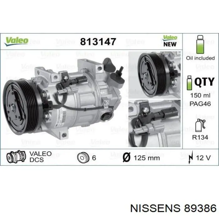 89386 Nissens compresor de aire acondicionado