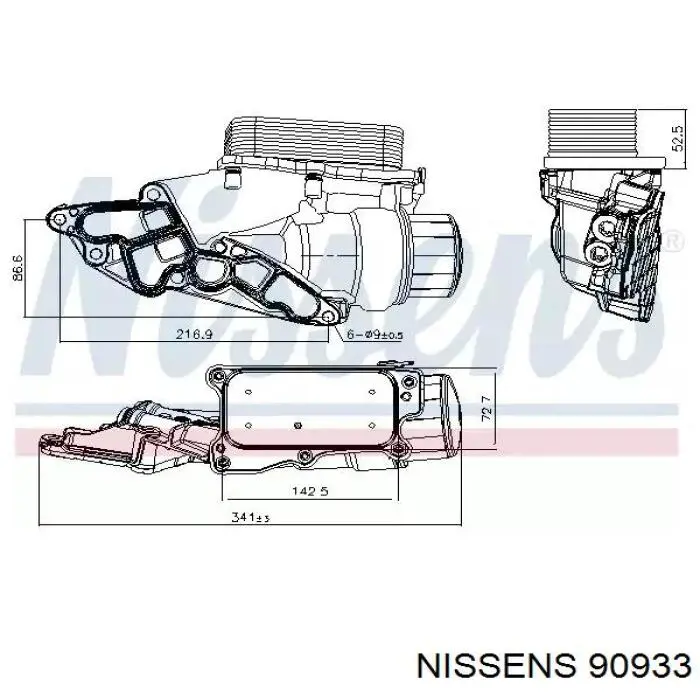 90933 Nissens caja, filtro de aceite