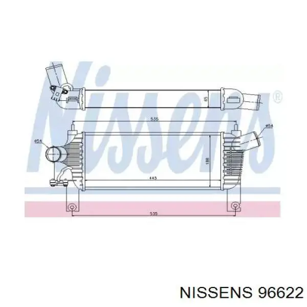 96622 Nissens radiador de aire de admisión