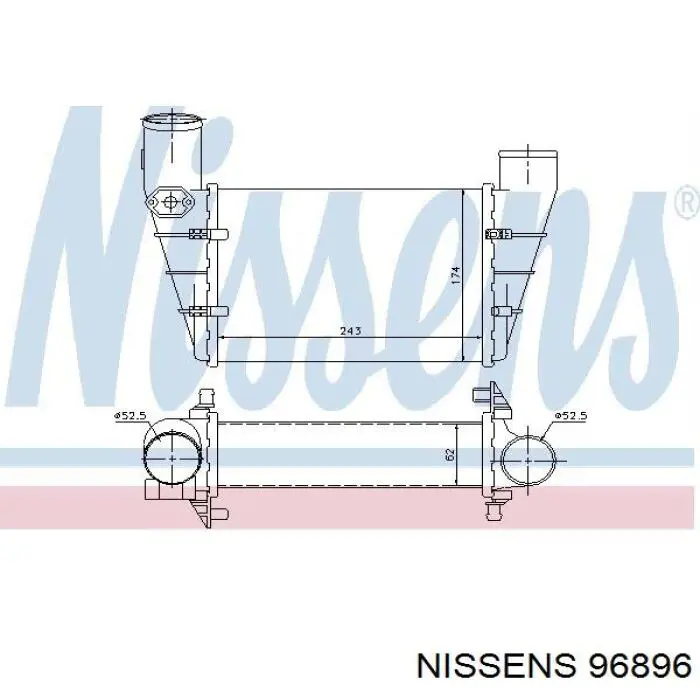 96896 Nissens radiador de aire de admisión