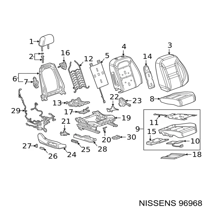 96968 Nissens radiador de aire de admisión