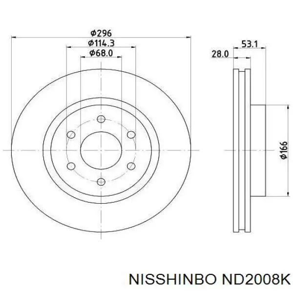 ND2008K Nisshinbo freno de disco delantero