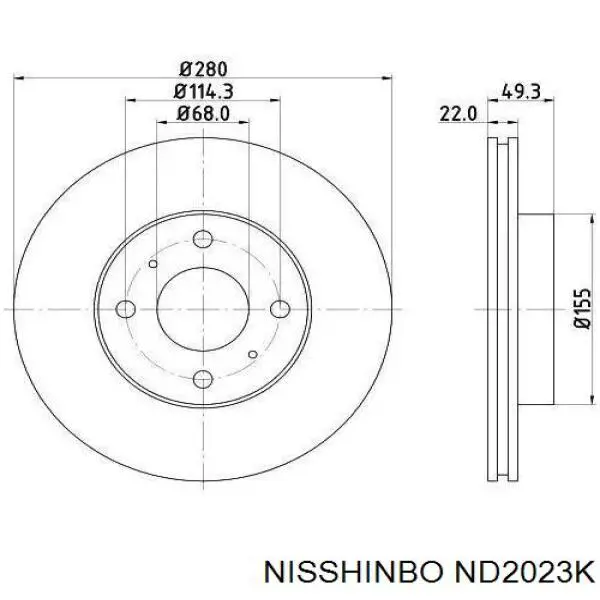 ND2023K Nisshinbo freno de disco delantero