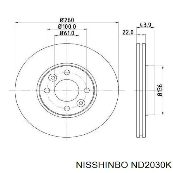 ND2030K Nisshinbo freno de disco delantero