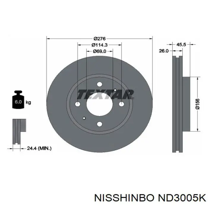 ND3005K Nisshinbo freno de disco delantero